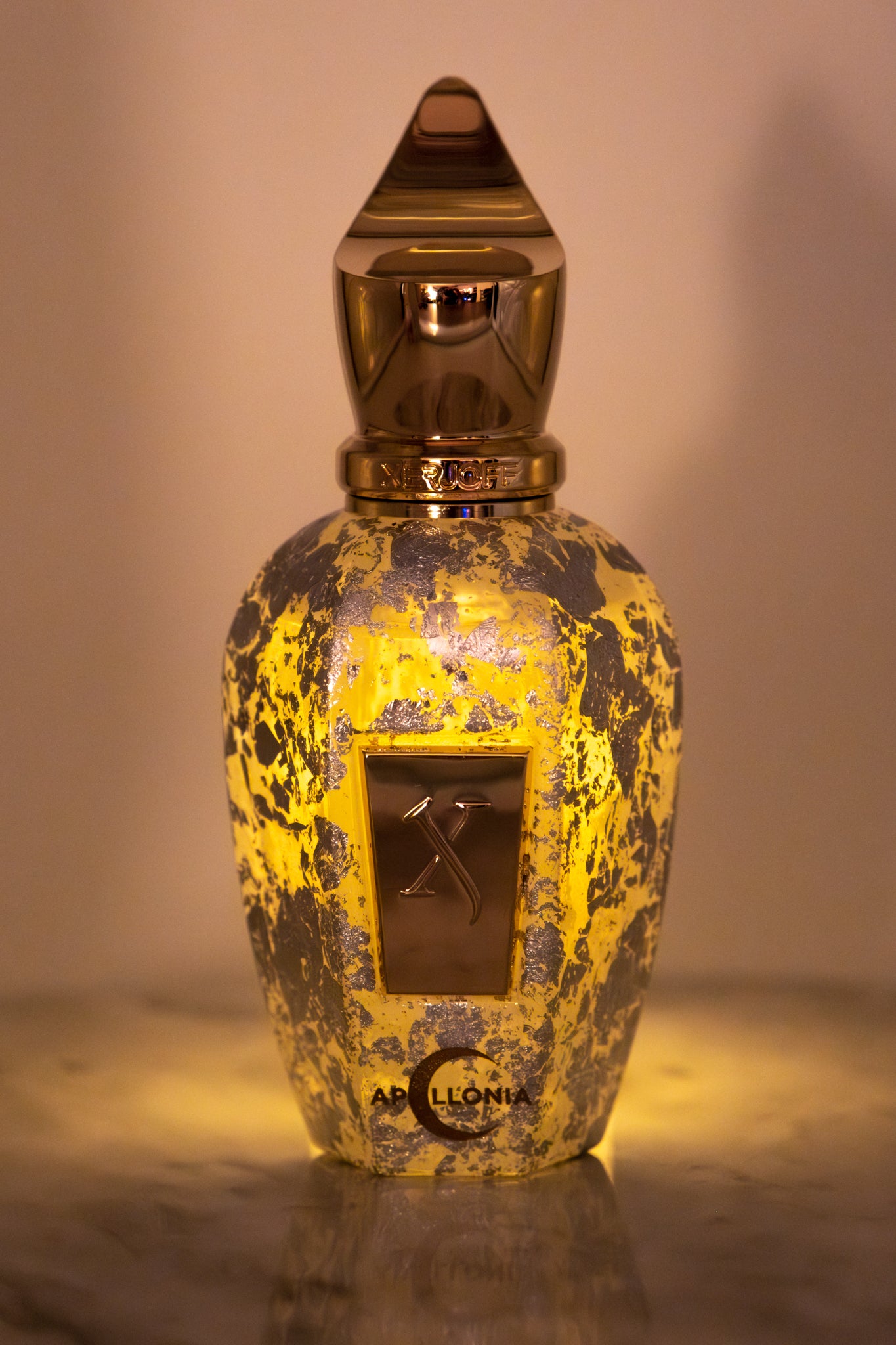 Xerjoff Shooting Stars Apollonia perfume bottle backlit