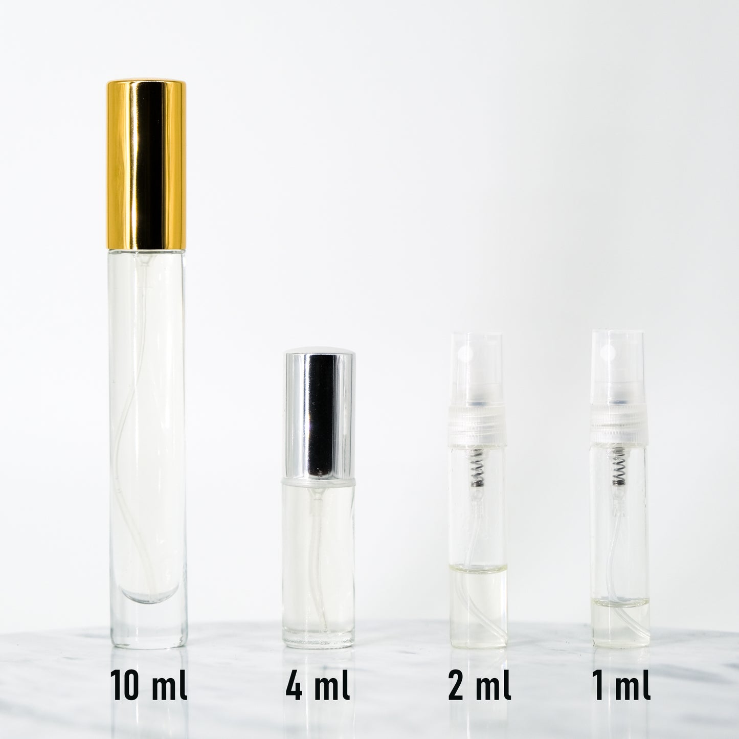 Mefisto perfume sample bottles 4 sizes 10ml 4ml 2ml 1ml