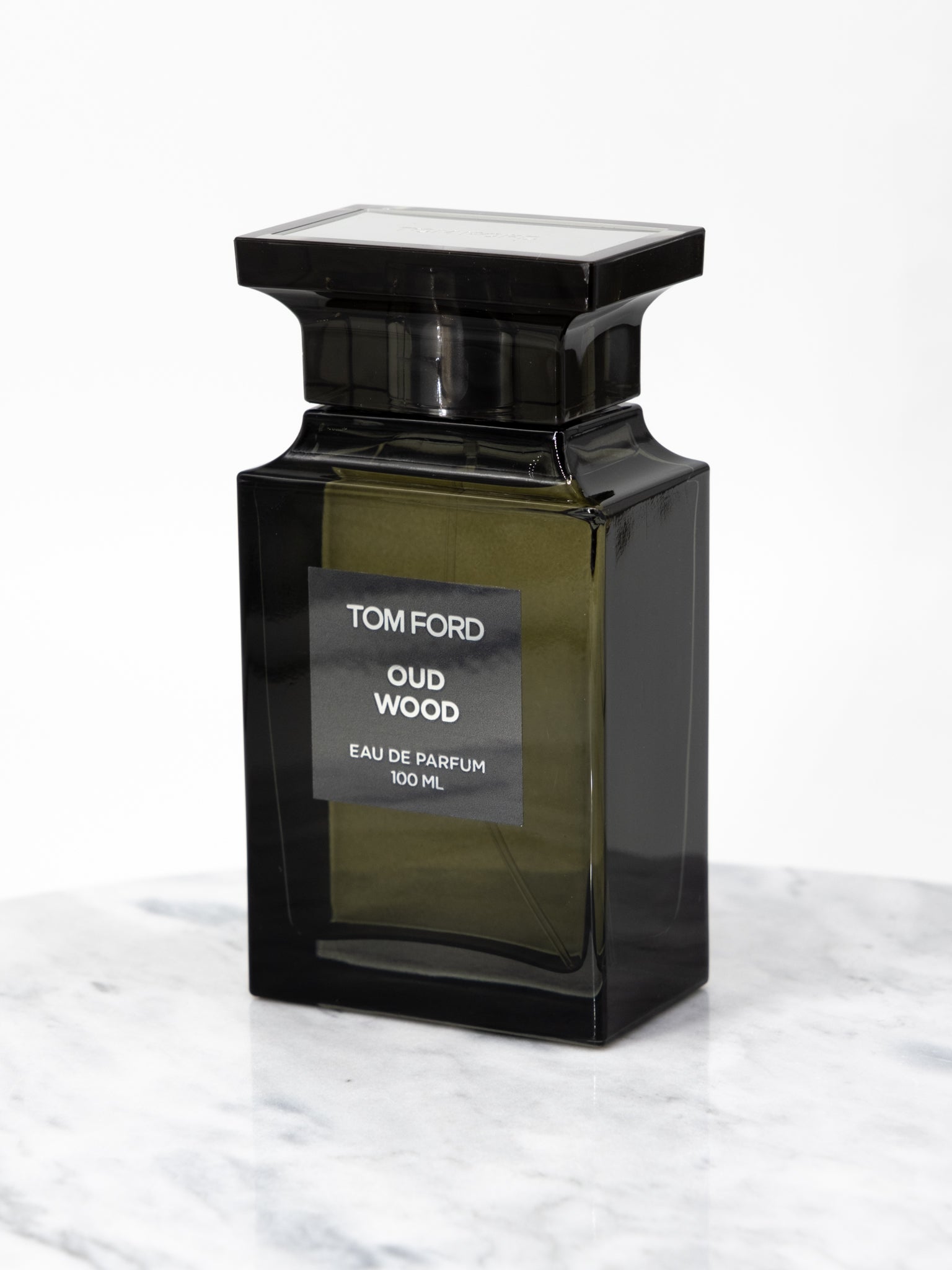 Tom Ford Oud Wood bottle at an angle