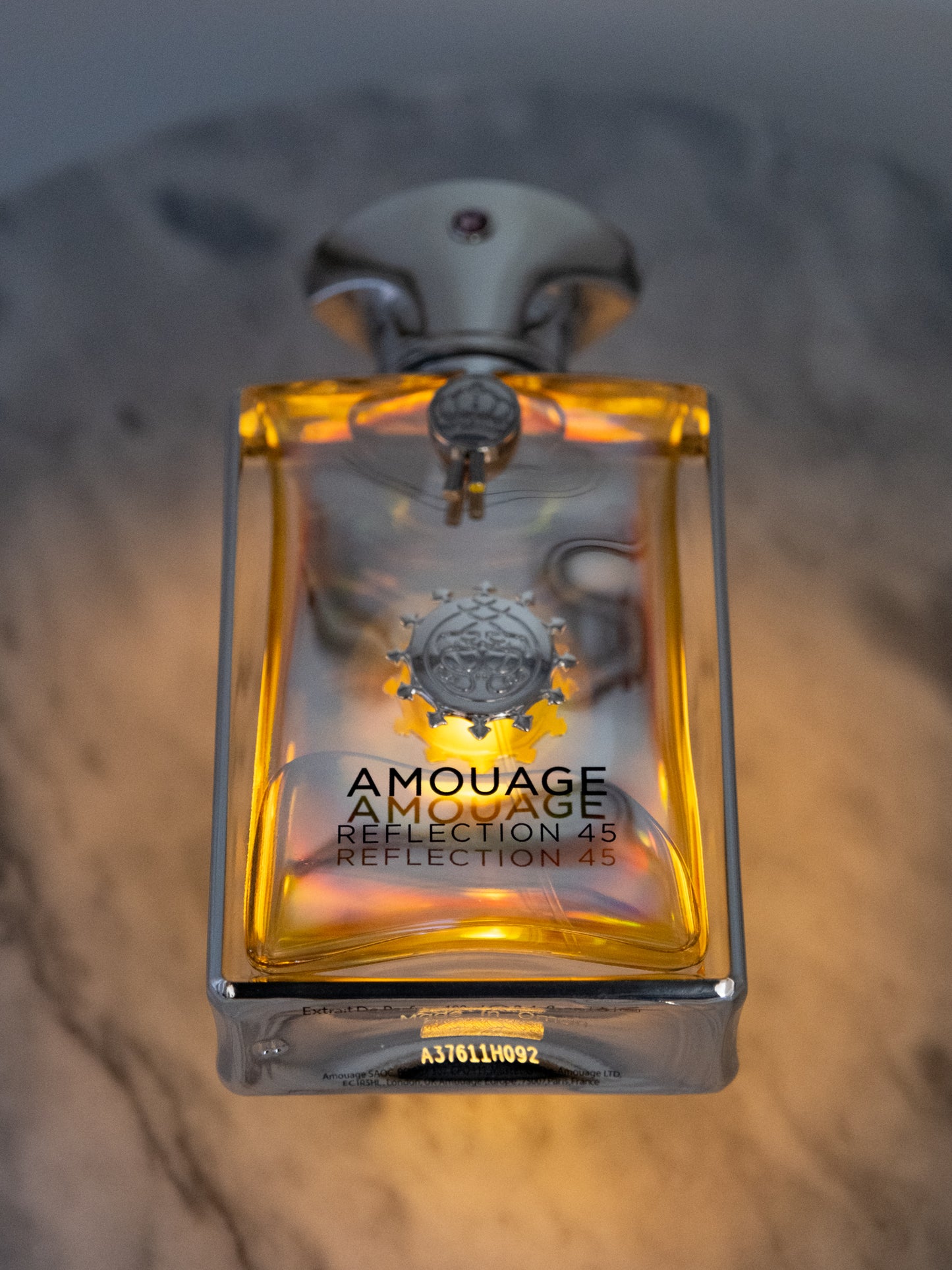 Amouage Reflection 45 bottle backlit batch code