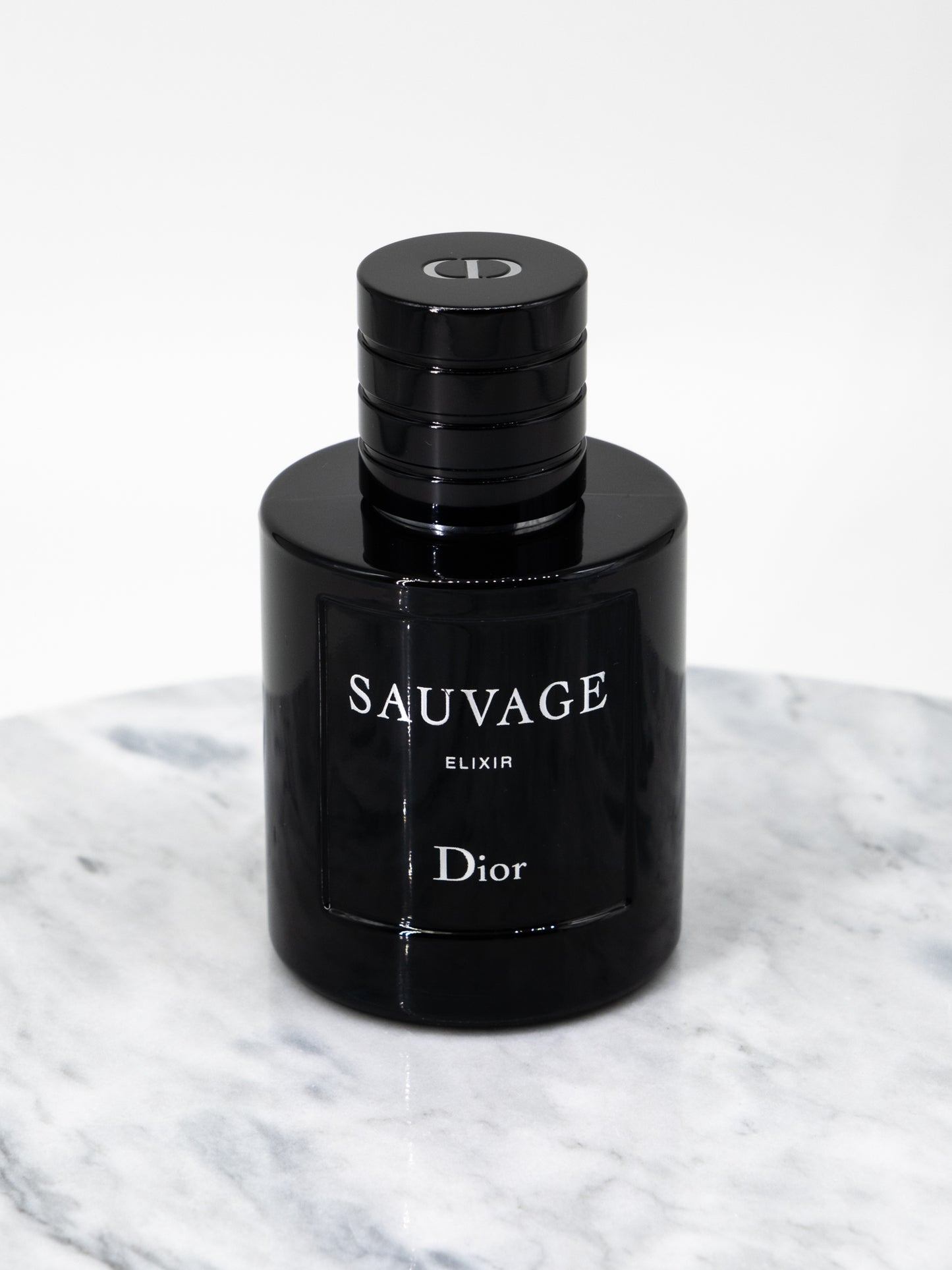 Dior Sauvage Elixir bottle at an angle