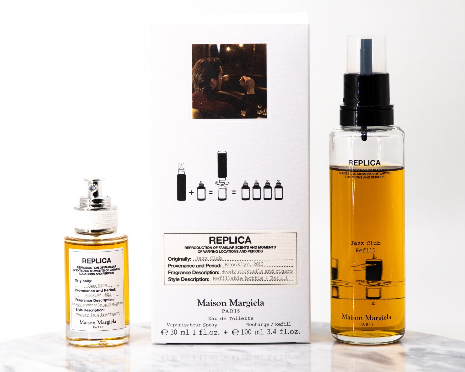 Maison Margiela Replica Jazz Club perfume bottle refill and box